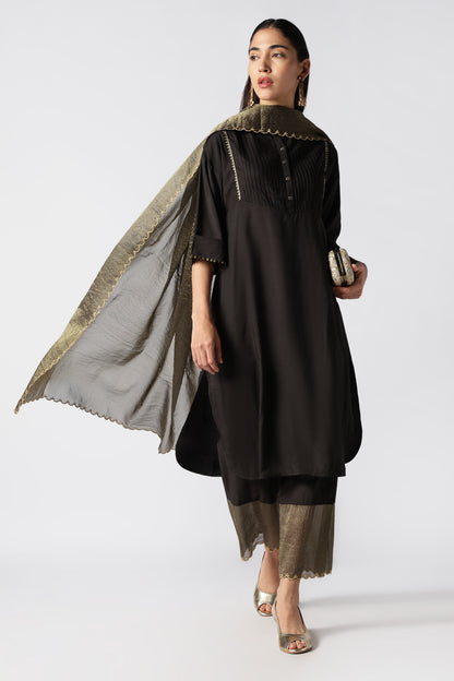 Onyx & Gold Zari Kurta Set