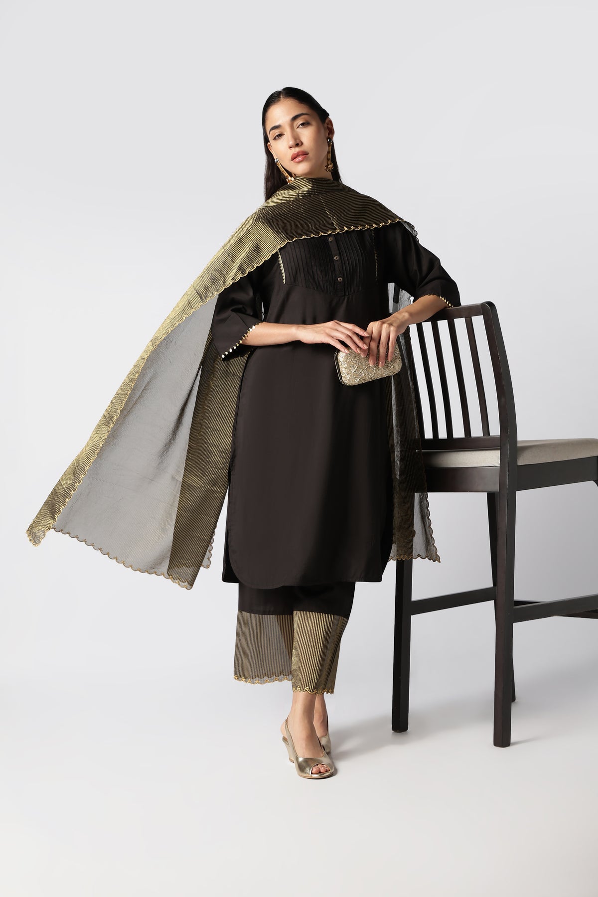 Onyx & Gold Zari Kurta Set