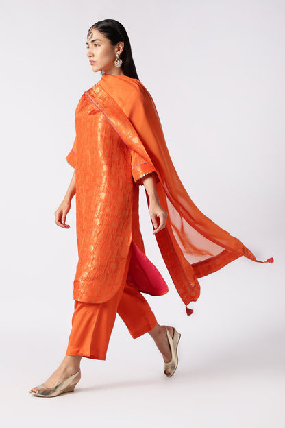 Topaz Brocade Kurta Set
