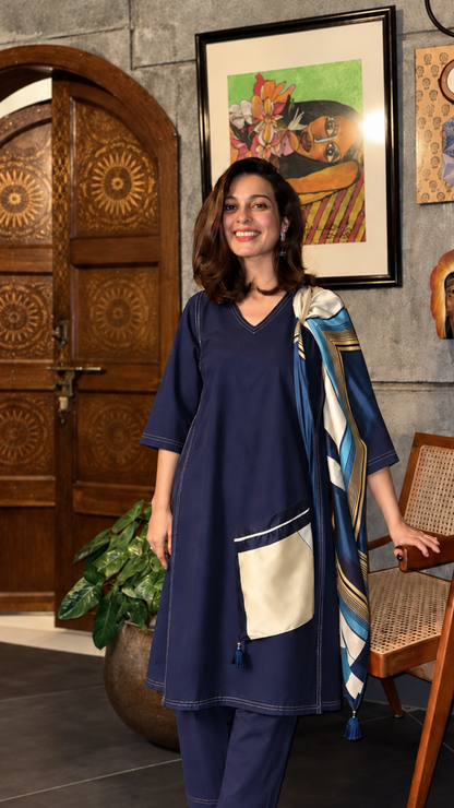 Night Sapphire Kurta Set - Antaraa Studio