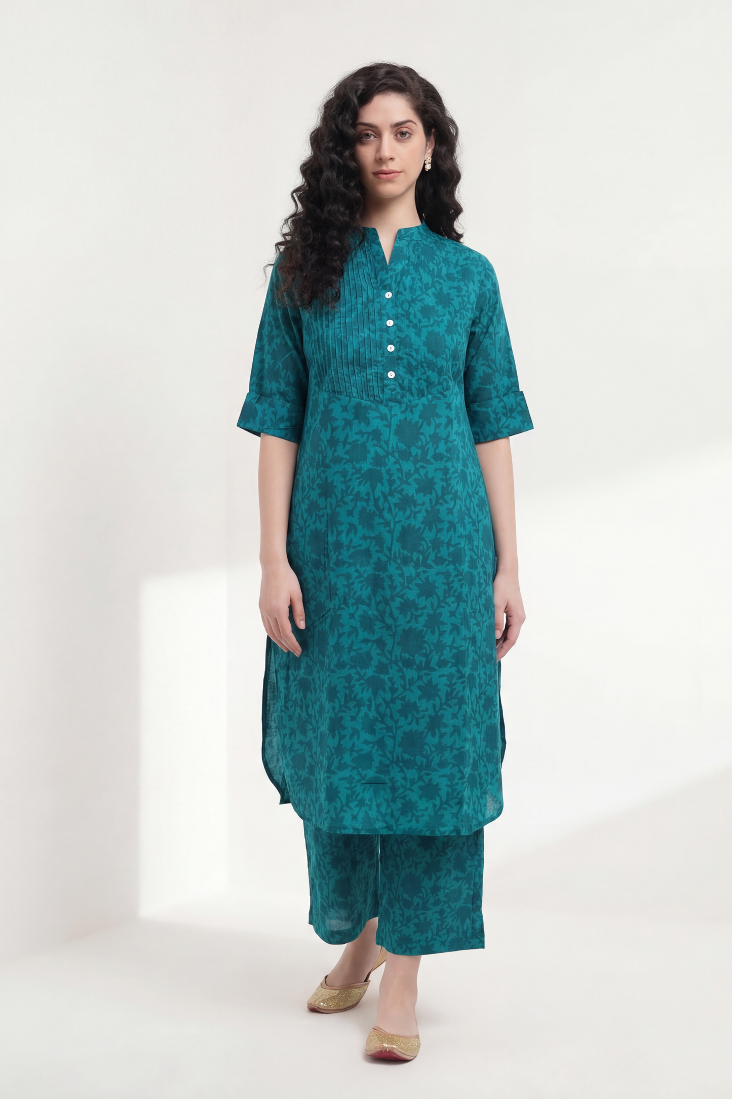 Jaipur Neel Garden Co-ord Set - Antaraa Studio