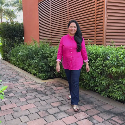 Pink Flamingo Linen Shirt