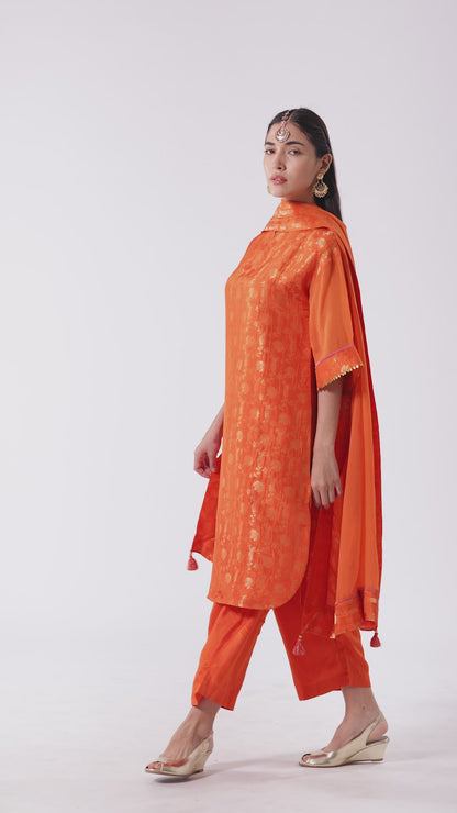 Topaz Brocade Kurta Set