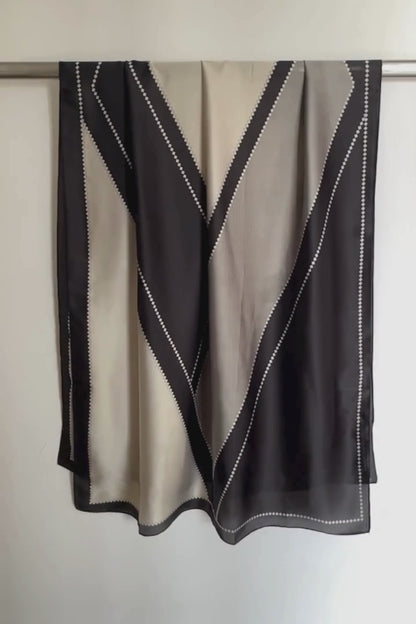 Midnight Shadow Satin Silk Scarf
