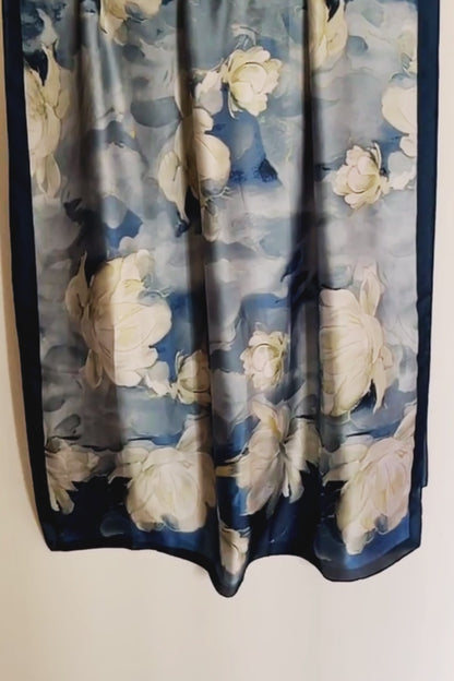Waterlillies Satin Silk Scarf