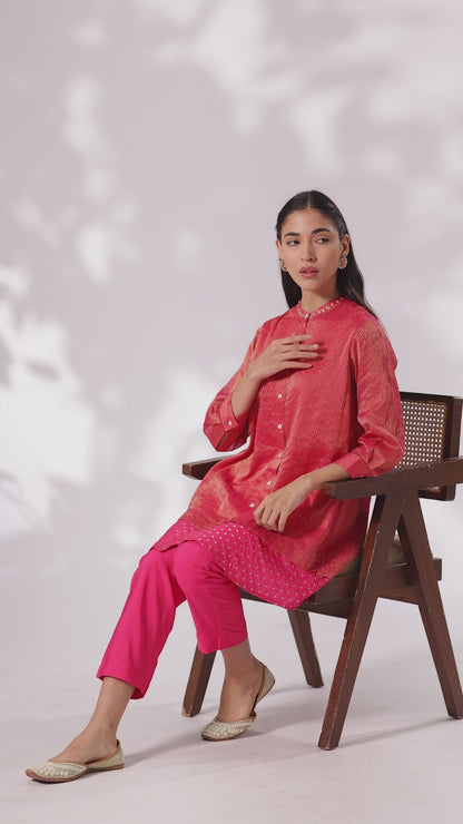 Rose Quartz Zari Striped Co-Ord