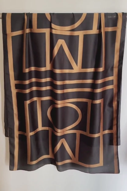 Golden Maze Satin Silk Scarf