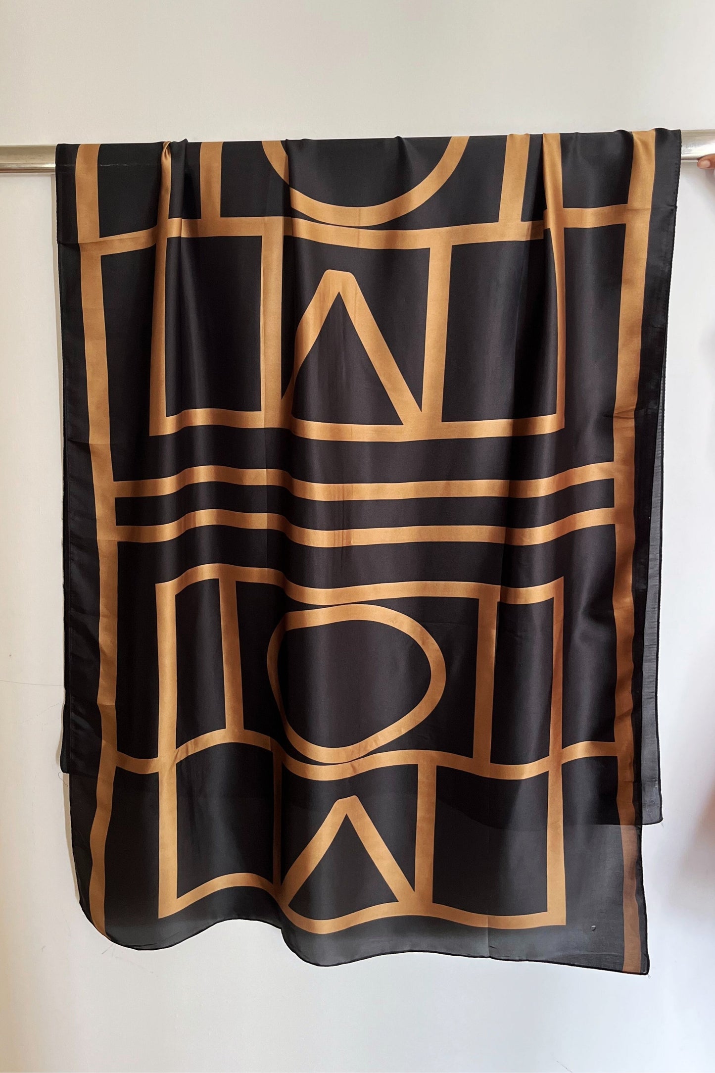 Golden Maze Satin Silk Scarf