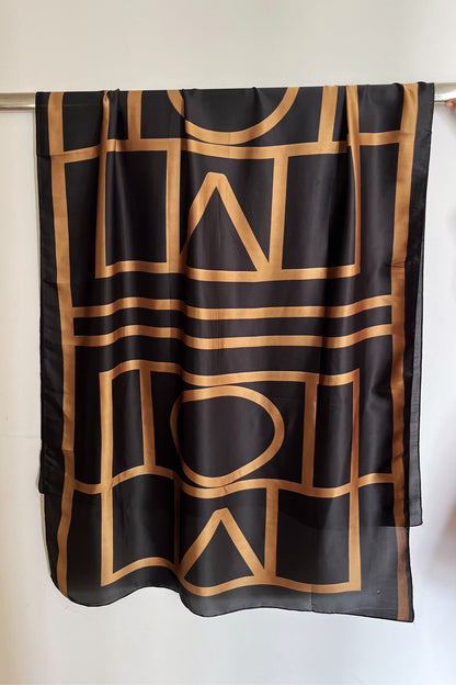 Golden Maze Satin Silk Scarf